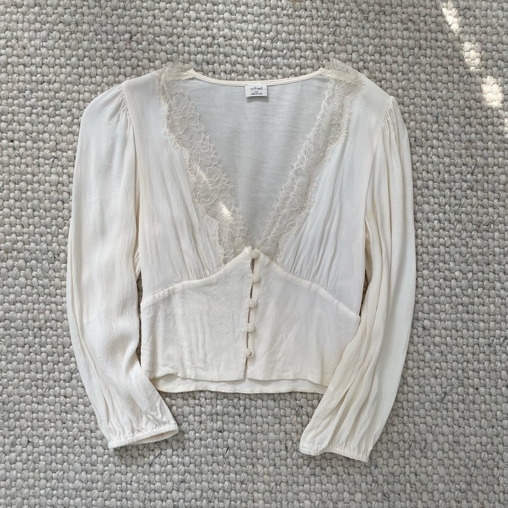 Aritzia Corset Lace Button Blouse Size XS